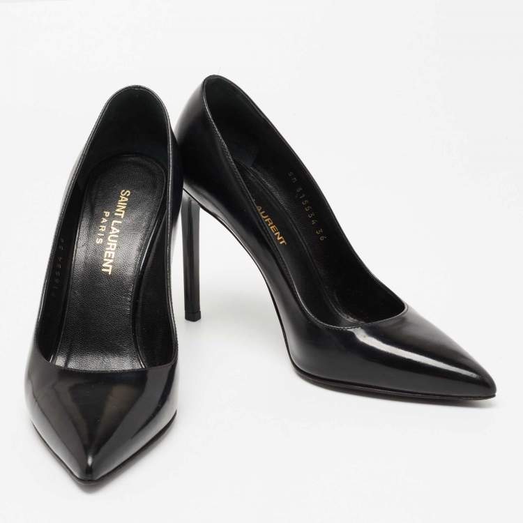 مملوكة مسبقًا Saint Laurent Black Patent Leather Classic Pointed Toe Pumps Size 36
