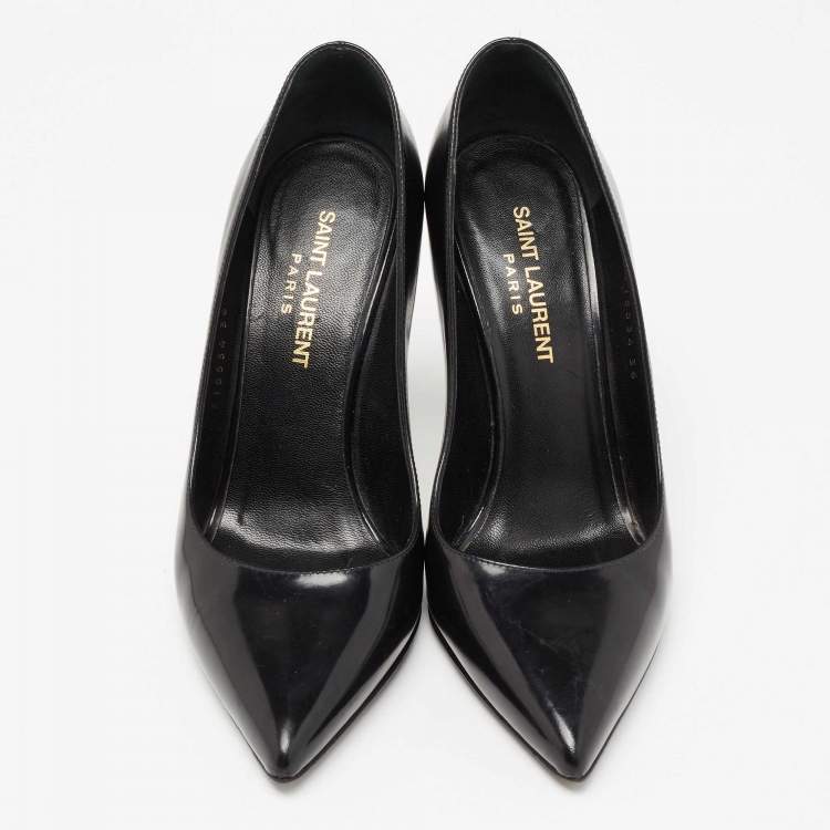 مملوكة مسبقًا Saint Laurent Black Patent Leather Classic Pointed Toe Pumps Size 36