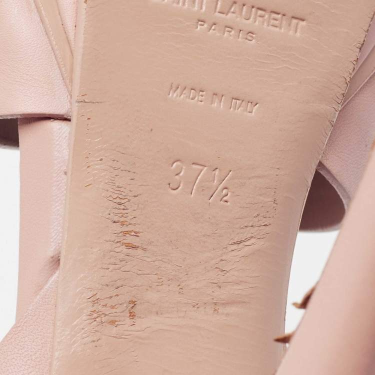 مملوكة مسبقًا Saint Laurent Pink Leather Tribute Platform Sandals Size 37.5