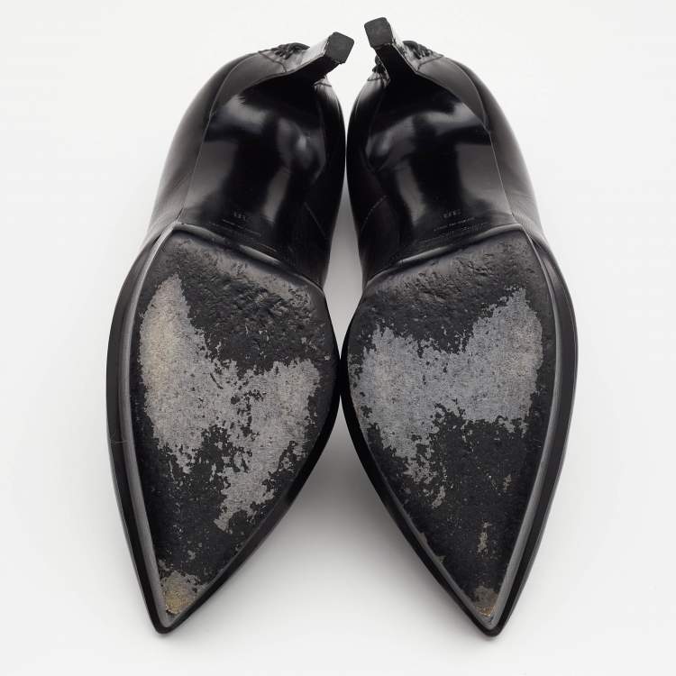Pre Owned Saint Laurent Black Leather Pointed Toe Pumps Size 38