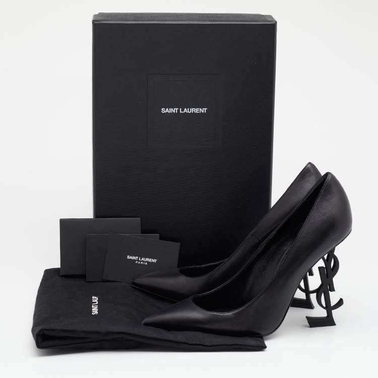Pre Owned Saint Laurent Black Leather Opyum Pumps Size 38.5