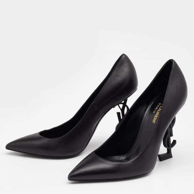 Pre Owned Saint Laurent Black Leather Opyum Pumps Size 38.5
