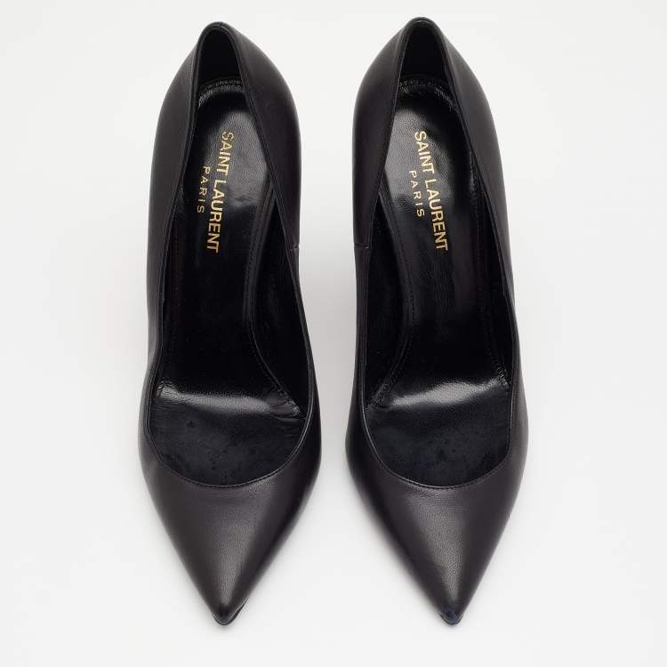 Pre Owned Saint Laurent Black Leather Opyum Pumps Size 38.5