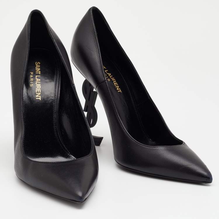 Pre Owned Saint Laurent Black Leather Opyum Pumps Size 38.5