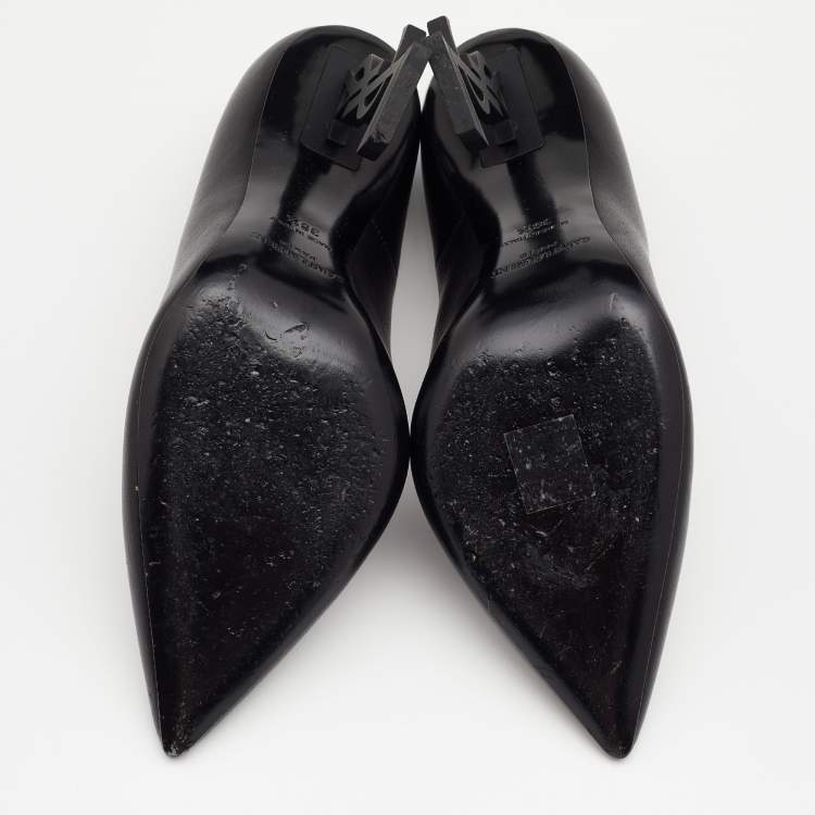 Pre Owned Saint Laurent Black Leather Opyum Pumps Size 38.5