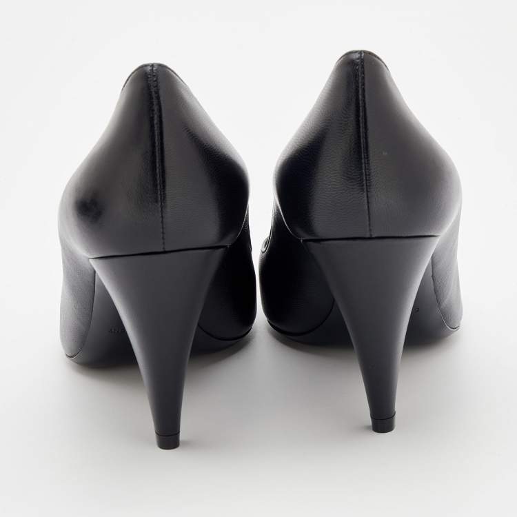 Pre Owned Saint Laurent Black Leather Classic Pointed Toe Pumps Size 40.5