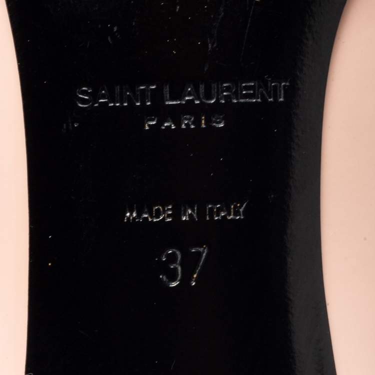 Pre Owned Saint Laurent Nude Patent Leather Anja Pointed Toe Pumps  Size 37