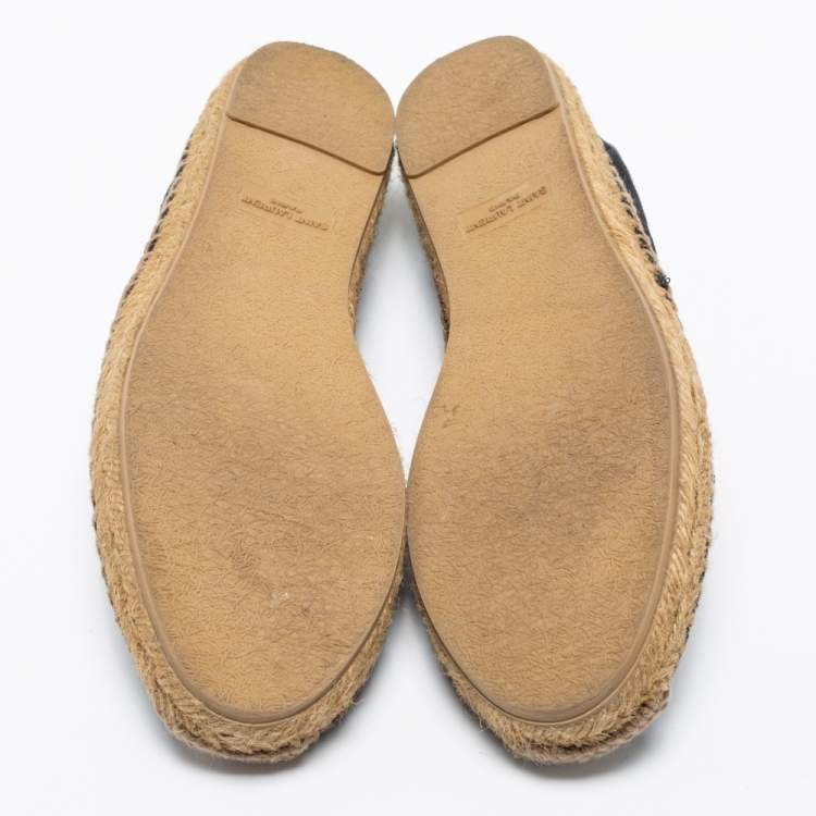 Pre Owned Saint Laurent Black Canvas Espadrille Flats Size 38
