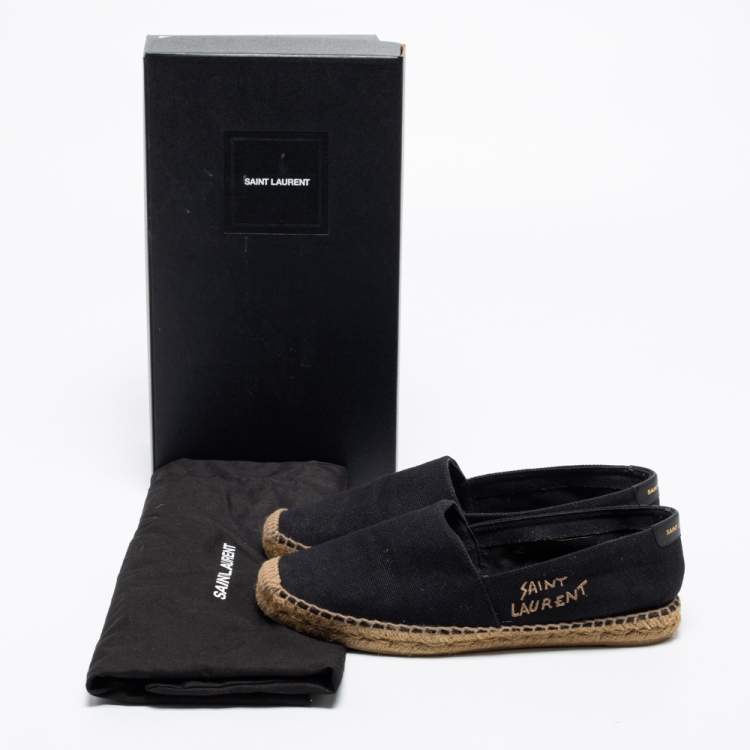 Pre Owned Saint Laurent Black Canvas Espadrille Flats Size 38