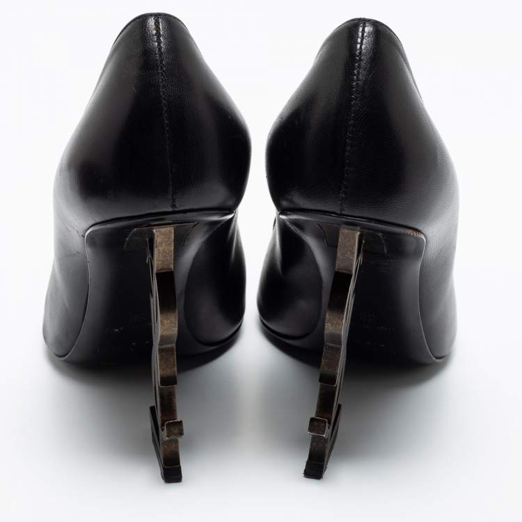 Pre Owned Saint Laurent Black Leather Opyum Pumps Size 38