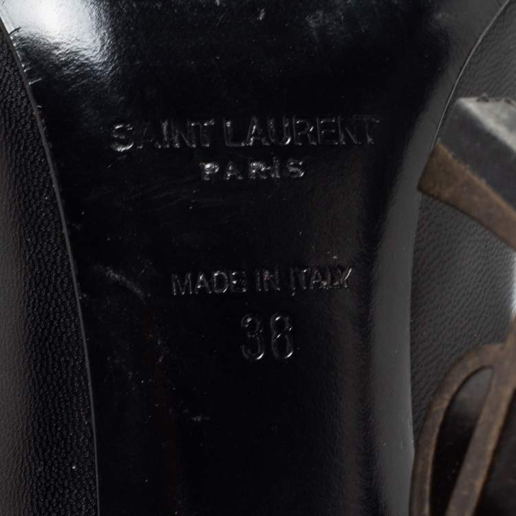 Pre Owned Saint Laurent Black Leather Opyum Pumps Size 38