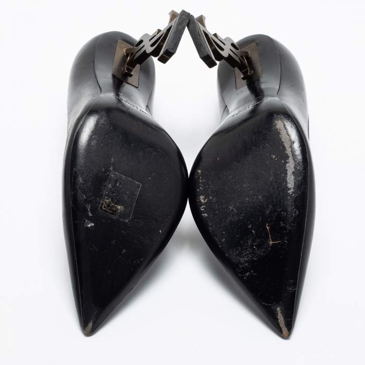 Pre Owned Saint Laurent Black Leather Opyum Pumps Size 38