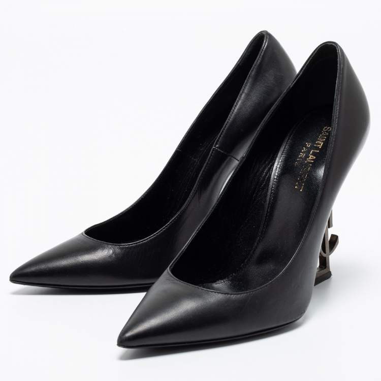 Pre Owned Saint Laurent Black Leather Opyum Pumps Size 38
