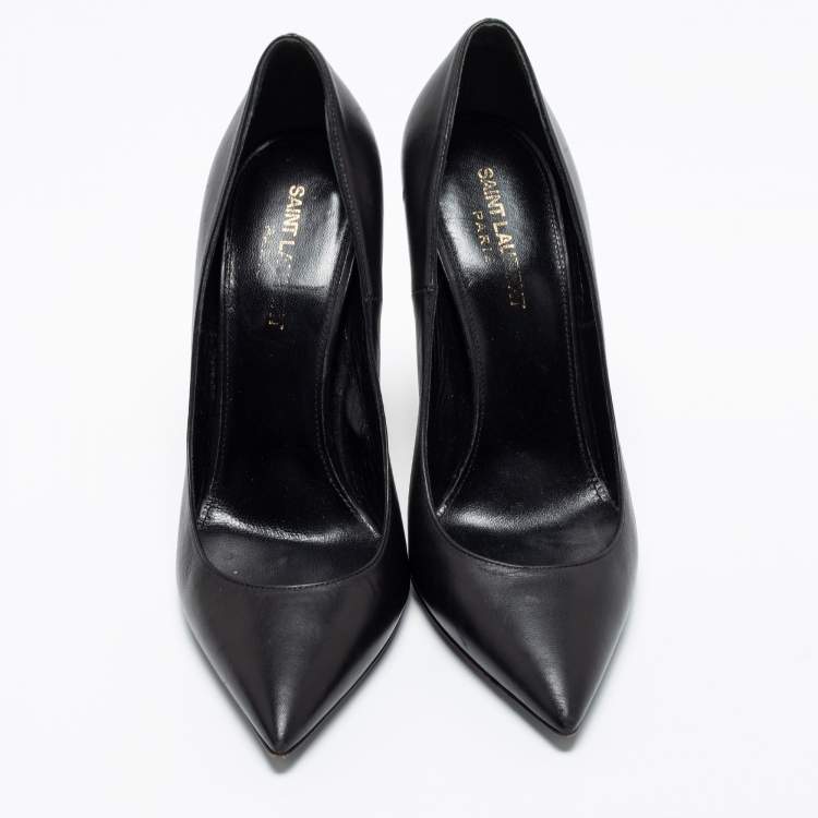 Pre Owned Saint Laurent Black Leather Opyum Pumps Size 38