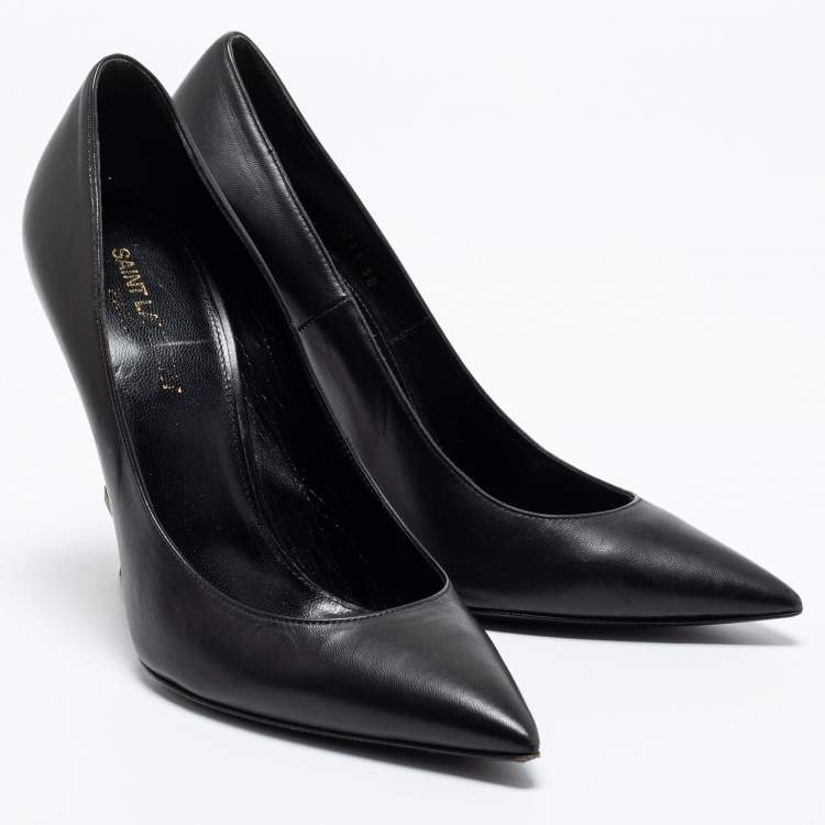 Pre Owned Saint Laurent Black Leather Opyum Pumps Size 38