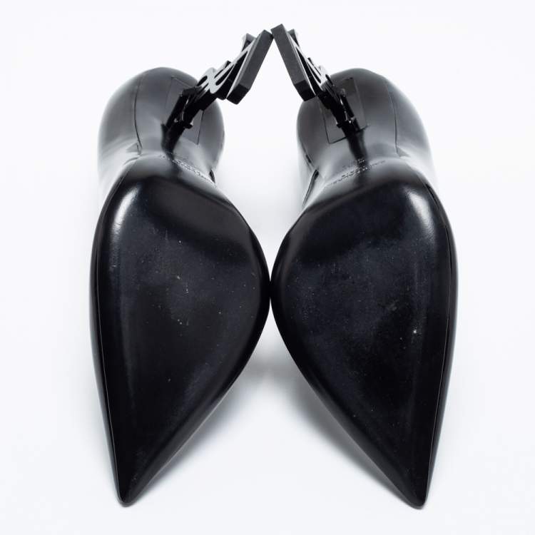 Pre Owned Saint Laurent Black Patent Leather  Opyum Pointed Toe  Pumps Size 39.5