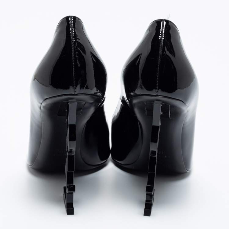 Pre Owned Saint Laurent Black Patent Leather  Opyum Pointed Toe  Pumps Size 39.5