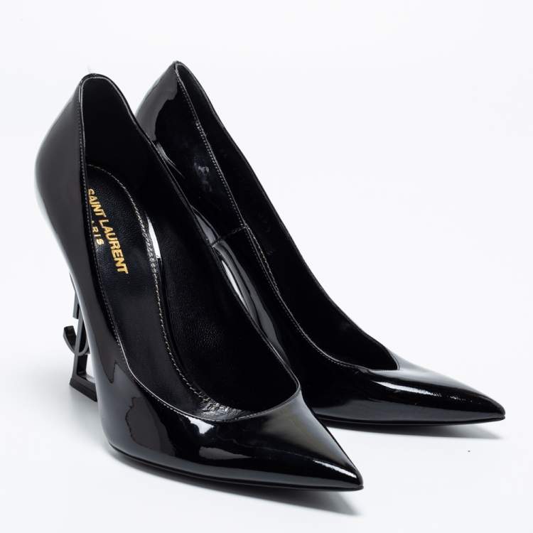 Pre Owned Saint Laurent Black Patent Leather  Opyum Pointed Toe  Pumps Size 39.5