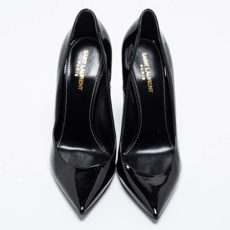 Pre Owned Saint Laurent Black Patent Leather  Opyum Pointed Toe  Pumps Size 39.5