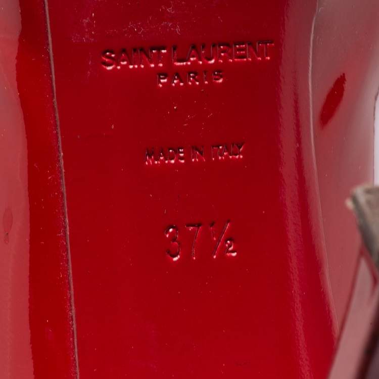 Pre Owned Saint Laurent Red Patent Leather Tribtoo Platform Pumps Size 37.5