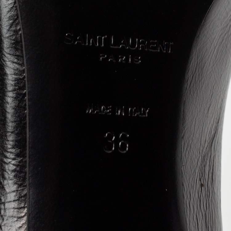 Pre Owned Saint Laurent Black Leather Thorn Lace Up Pointed Toe Pumps Size 36
