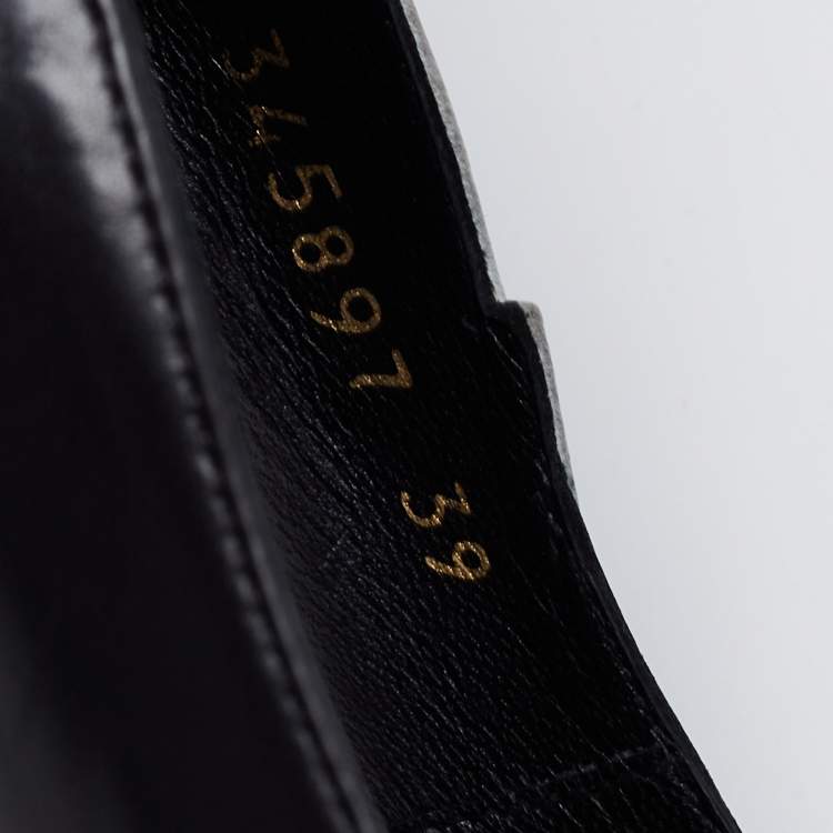 مملوكة مسبقًا Saint Laurent Black/White Leather Janis Flash Pumps Size 39
