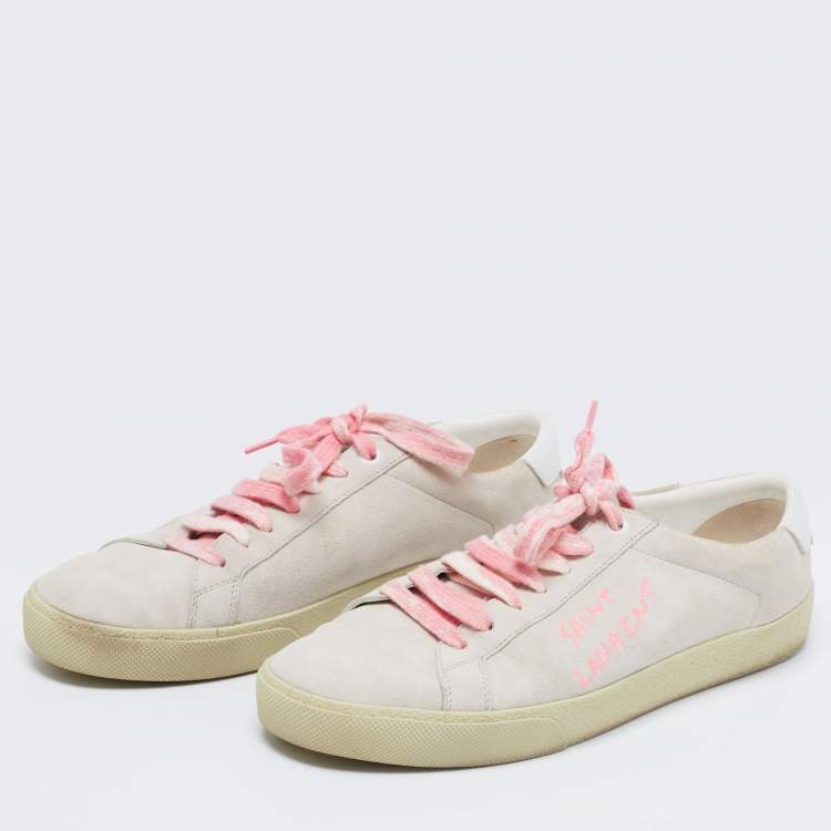 Pre Owned Saint Laurent Grey Suede Court Classic Low-Top Sneakers Size 41