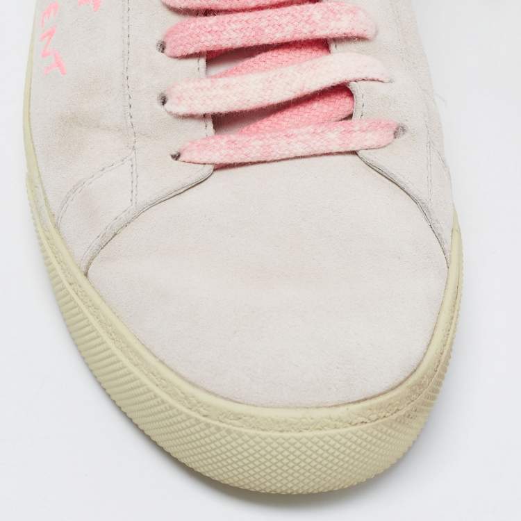 Pre Owned Saint Laurent Grey Suede Court Classic Low-Top Sneakers Size 41