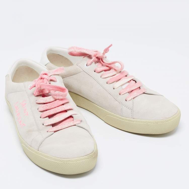 Pre Owned Saint Laurent Grey Suede Court Classic Low-Top Sneakers Size 41