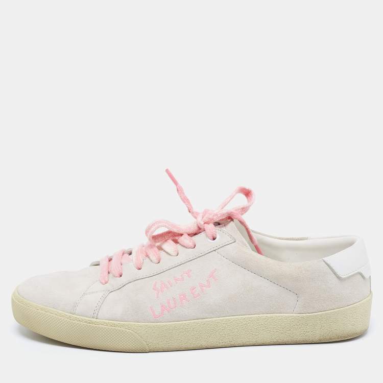 Pre Owned Saint Laurent Grey Suede Court Classic Low-Top Sneakers Size 41