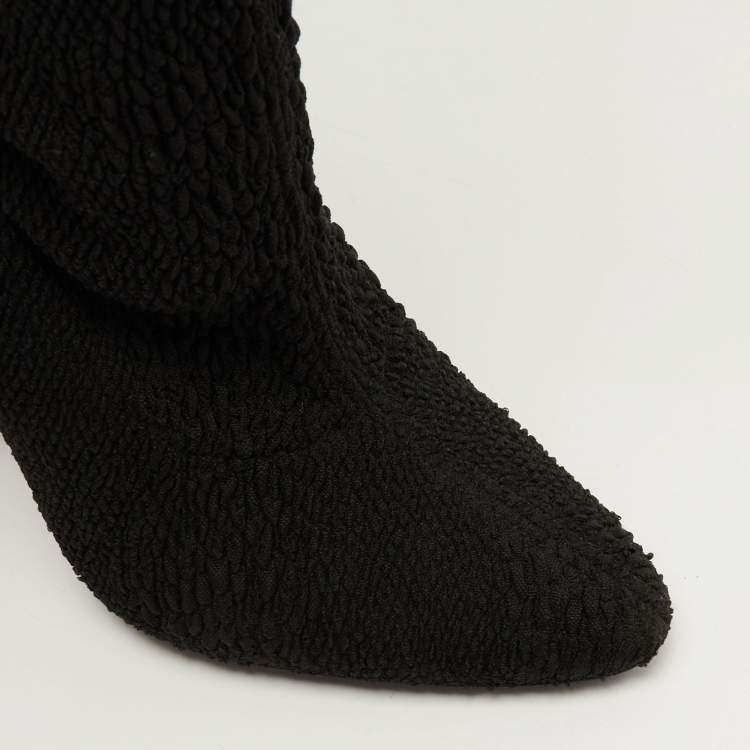 Pre Owned Saint Laurent Black Knit Fabric Over The Knee Boots Size 40