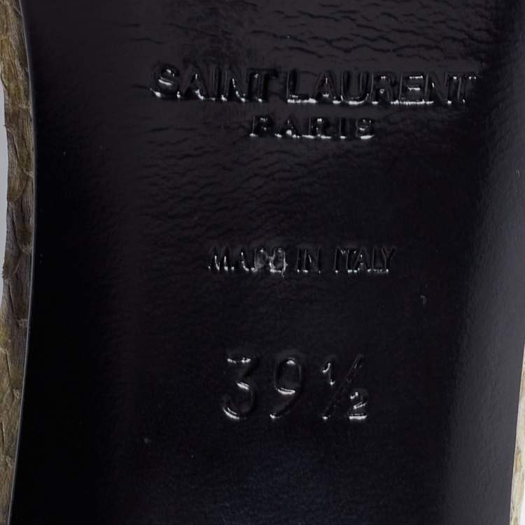Pre Owned Saint Laurent Multicolor Patent Leather and Python Embossed Leather Jane Sandals Size 39.5