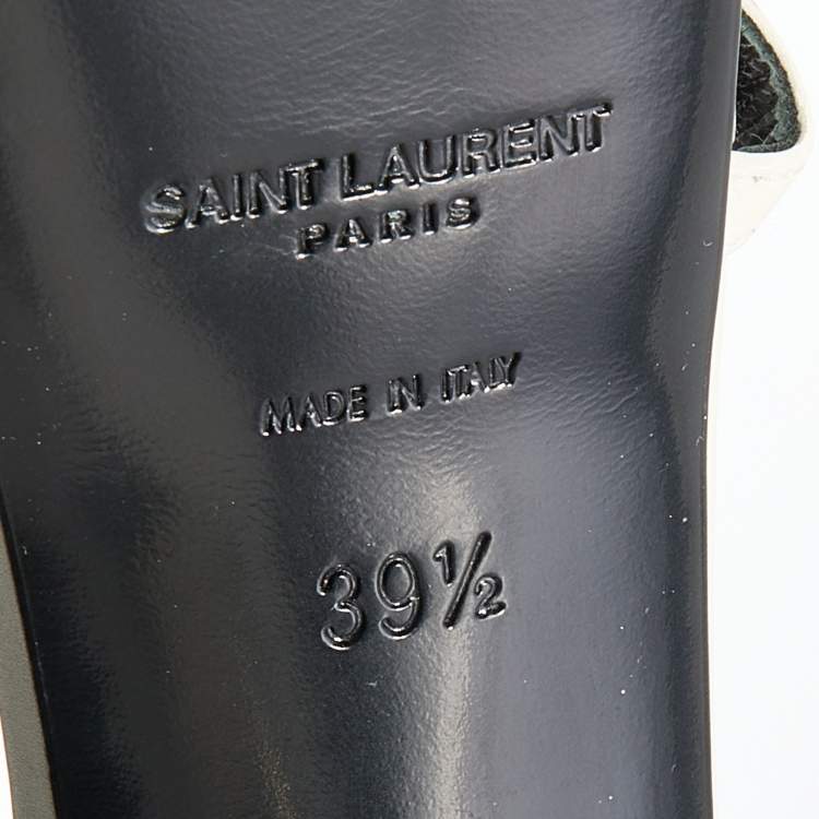 مملوكة مسبقًا Saint Laurent White Leather Alice Studded Platform Sandals Size 39.5