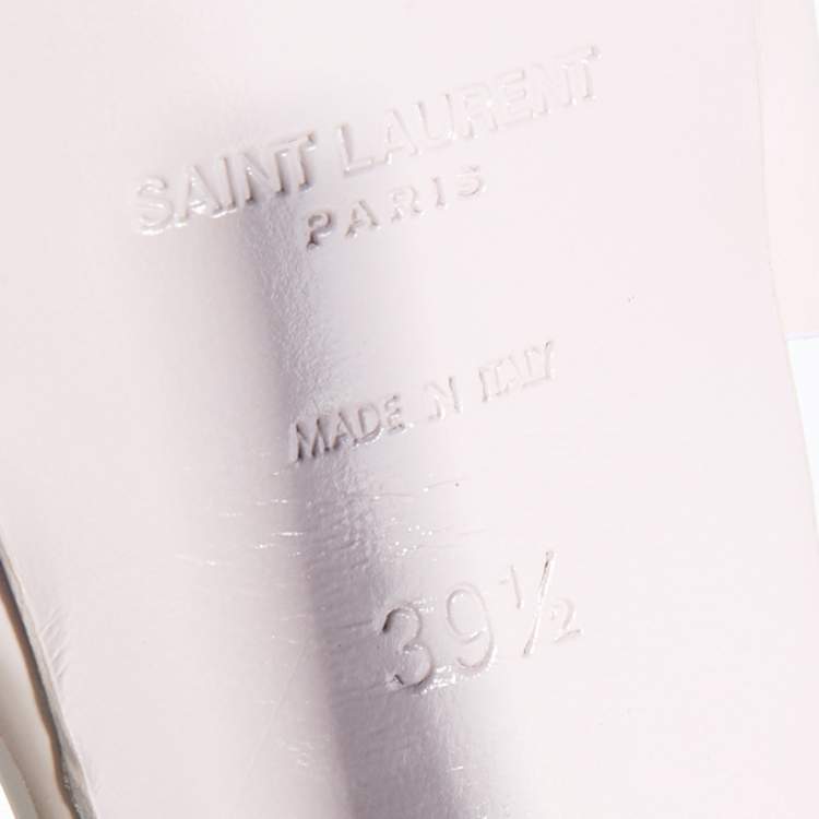 Pre Owned Saint Laurent Light Lilac Patent Leather Tribute Platform Sandals Size 39.5