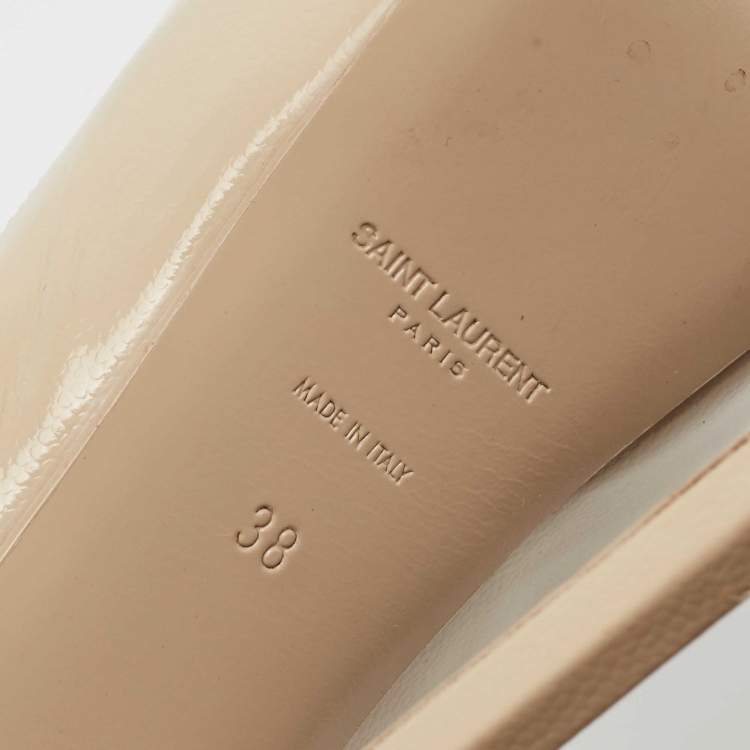 Pre Owned Saint Laurent Beige Leather Tribtoo Platform Pumps Size 38