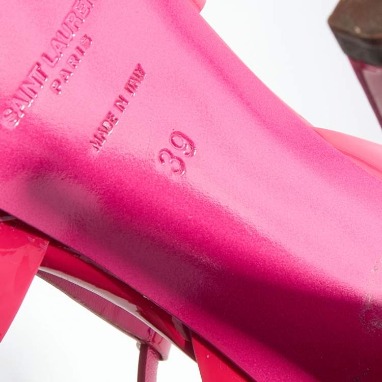 مملوكة مسبقًا Saint Laurent Pink Patent Leather Tribute Sandals Size 39