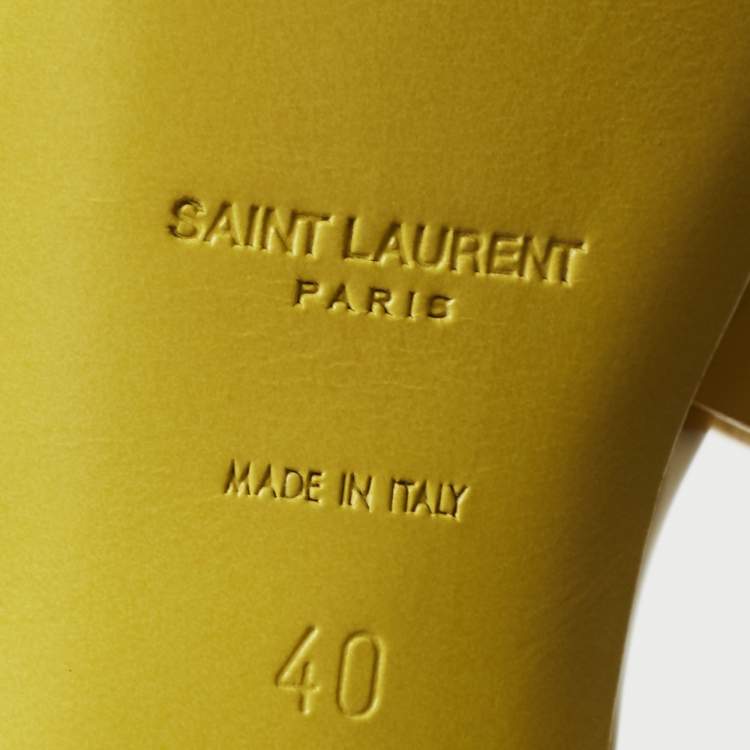 مملوكة مسبقًا Saint Laurent Yellow Patent Leather Tribute  Sandals Size 40