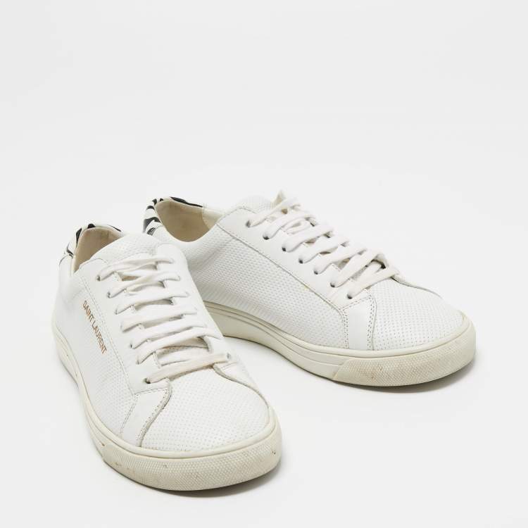 Pre Owned Saint Laurent White  Leather Low Top Sneakers Size 36