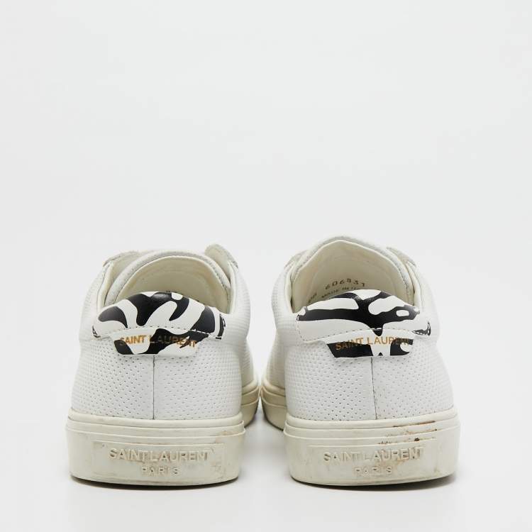 Pre Owned Saint Laurent White  Leather Low Top Sneakers Size 36