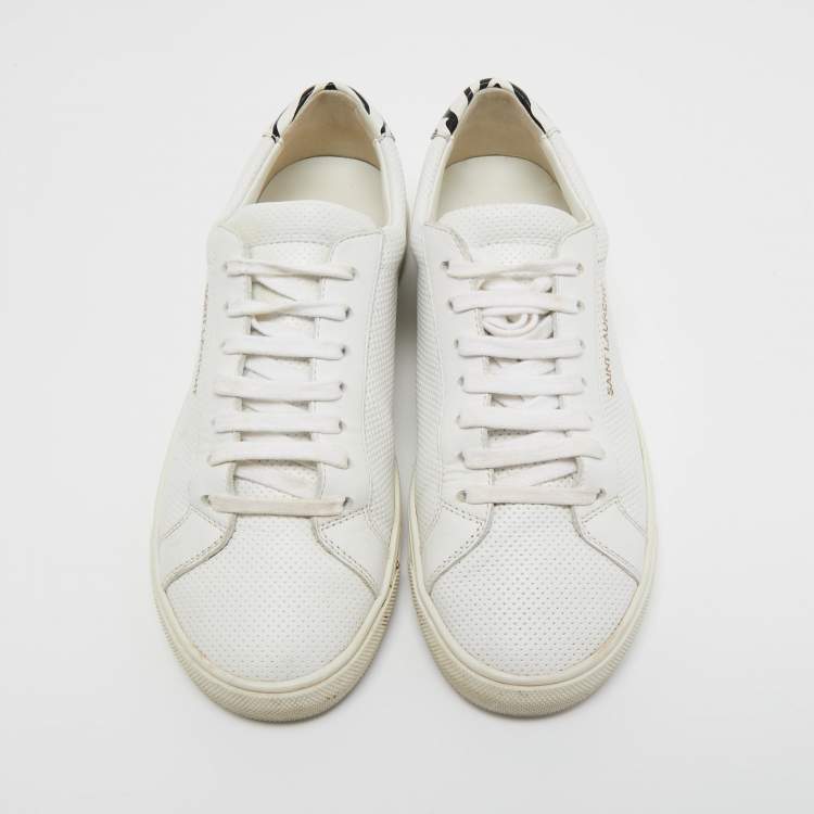 Pre Owned Saint Laurent White  Leather Low Top Sneakers Size 36