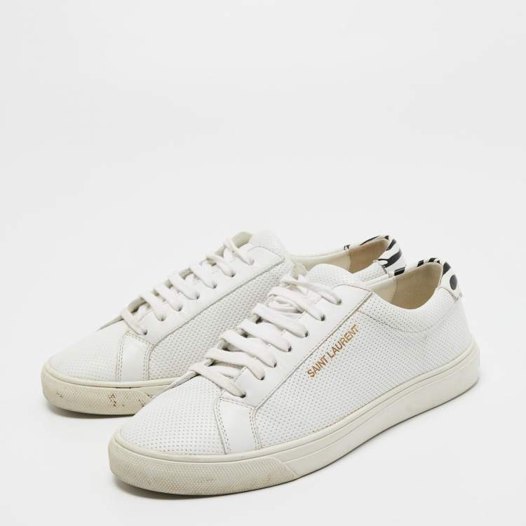 Pre Owned Saint Laurent White  Leather Low Top Sneakers Size 36