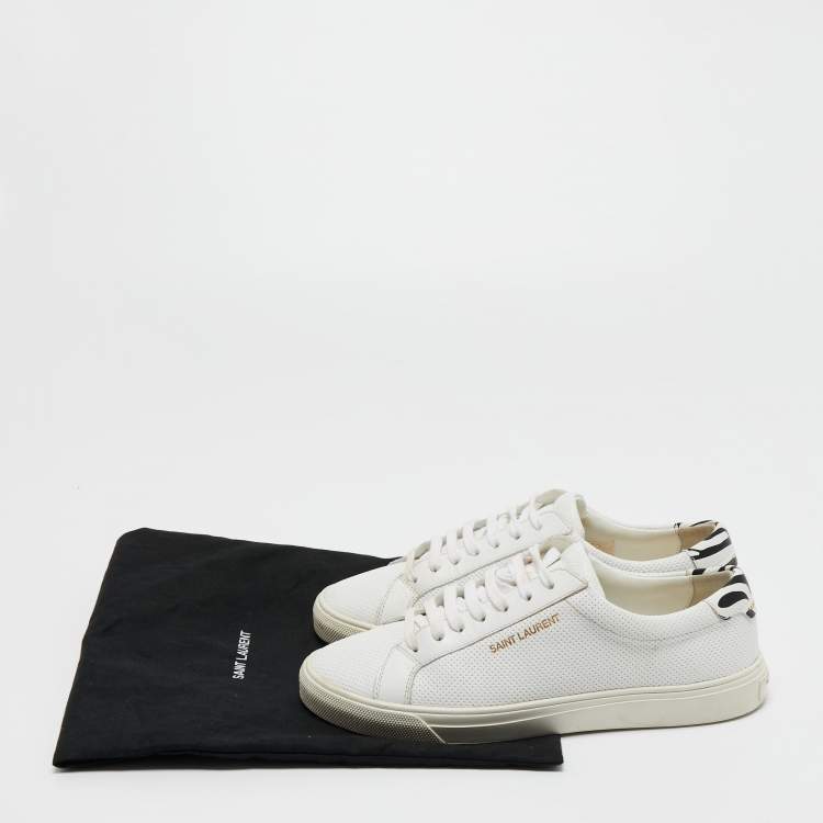 Pre Owned Saint Laurent White  Leather Low Top Sneakers Size 36