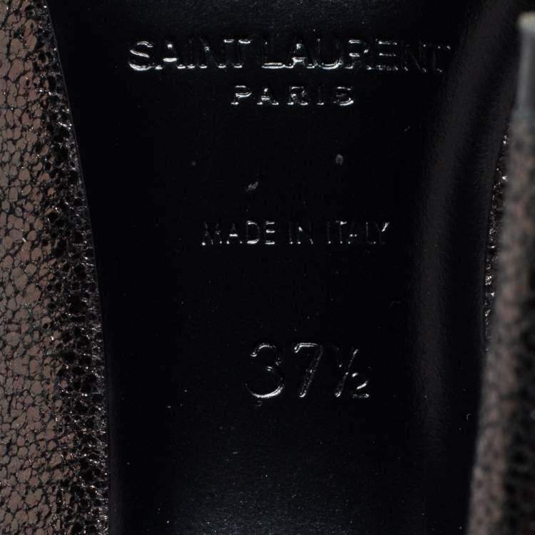 Pre Owned Saint Laurent Dark Brown Laminated Suede Anja Pumps Size 37.5 