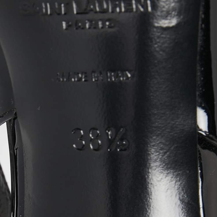 Pre Owned Saint Laurent Black Patent Leather Slingback Pumps Size 38.5   