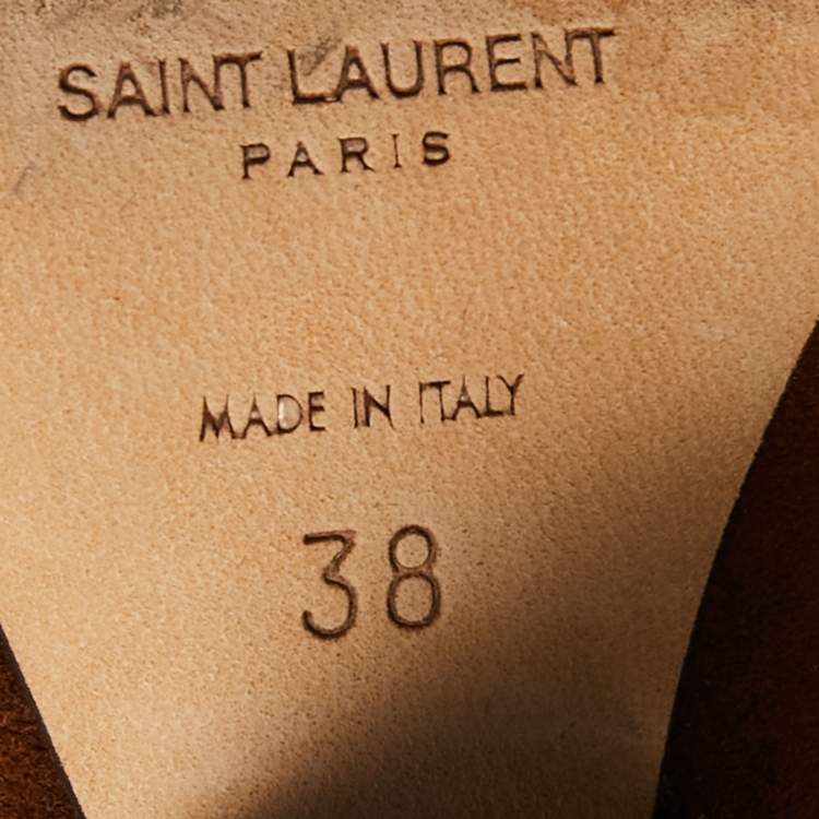 Pre Owned Saint Laurent Paris Brown Suede Babies Knee Length Boots Size 38
