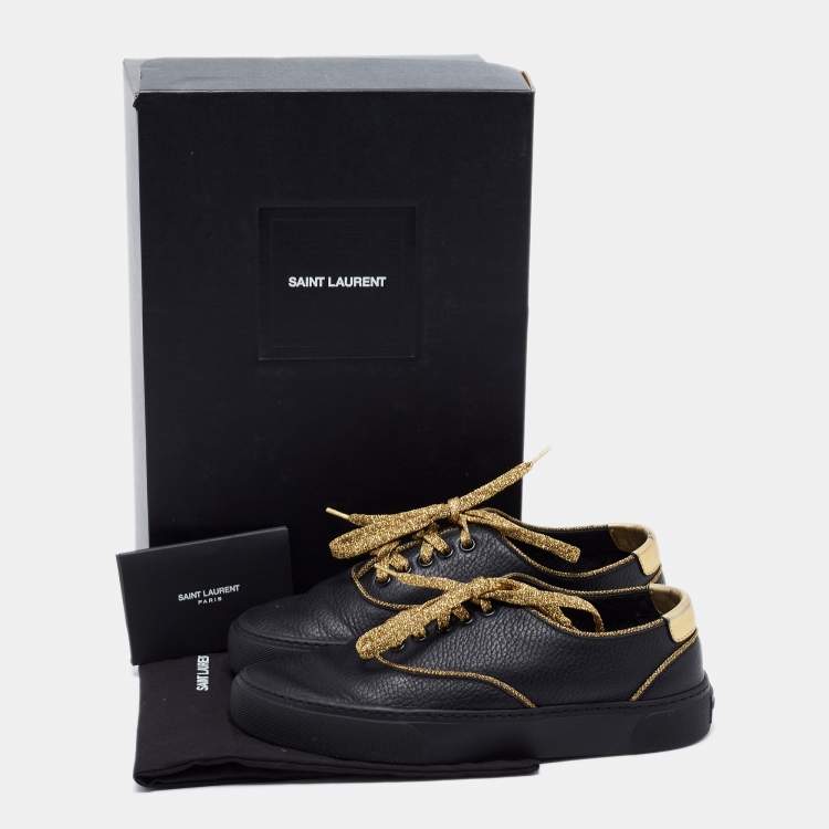 Pre Owned Saint Laurent Black Leather Low Top Sneakers Size 36
