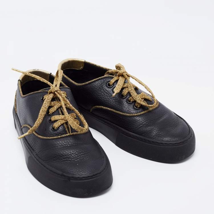Pre Owned Saint Laurent Black Leather Low Top Sneakers Size 36