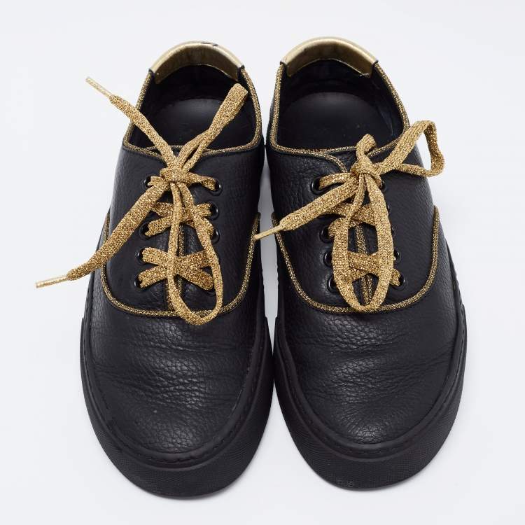 Pre Owned Saint Laurent Black Leather Low Top Sneakers Size 36