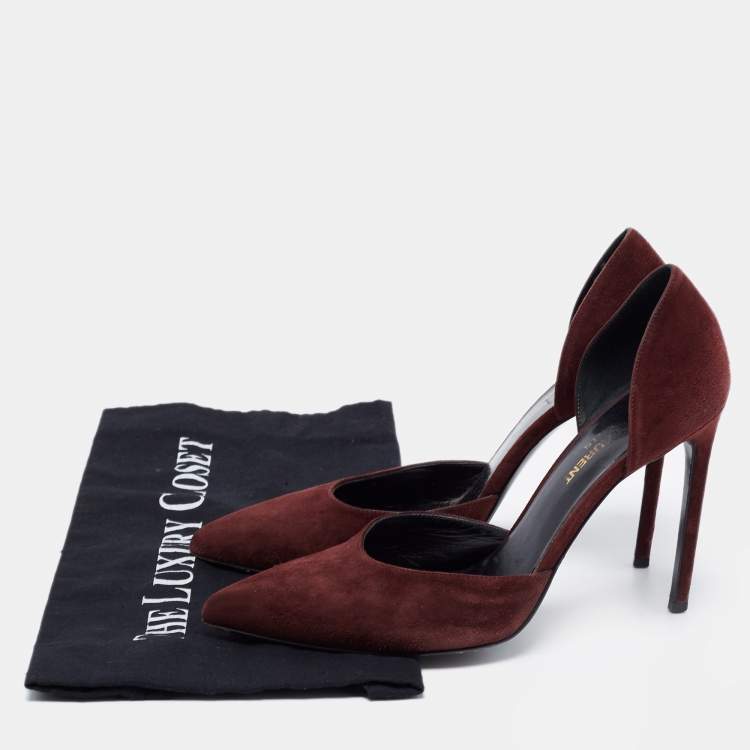 Pre Owned Saint Laurent Brown Suede D-orsay Pumps Size 37