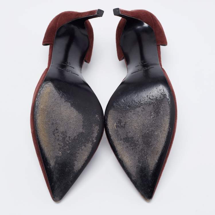 Pre Owned Saint Laurent Brown Suede D-orsay Pumps Size 37